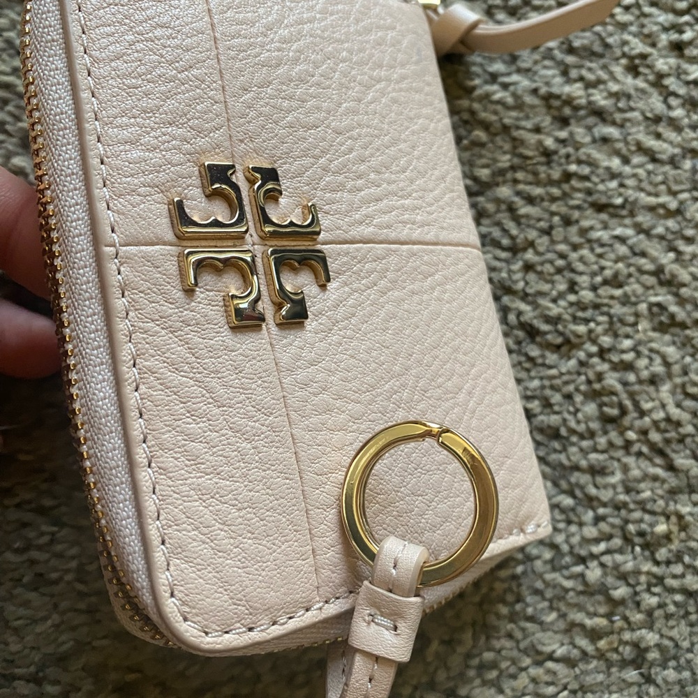 Tory Burch Light PINK Zip Coin Case wallet key chain NEW